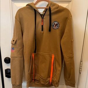 VA Tan Hooded Pullover with Orange Accents